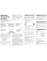 Предварительный просмотр 1 страницы Panasonic RF-SW150 Operating Instructions