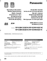 Предварительный просмотр 1 страницы Panasonic RP-SDW04GE1K Operating Instructions Manual