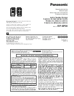 Предварительный просмотр 1 страницы Panasonic RP-SP58 Operating Instructions