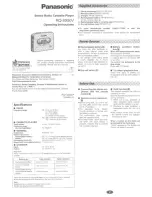 Предварительный просмотр 1 страницы Panasonic RQ-SX50V Operating Instructions Manual