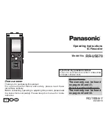 Preview for 1 page of Panasonic RR US570 - 1 GB Digital Voice Recorder Operating Instructions Manual