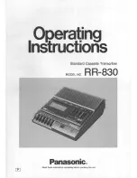 Panasonic RR830 - Desktop Cassette Transcriber Operating Instructions Manual preview