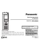 Preview for 1 page of Panasonic RRUS550 - IC RECORDER Operating Instructions Manual