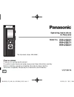 Предварительный просмотр 1 страницы Panasonic RRUS591 - IC RECORDER Operating Instructions Manual