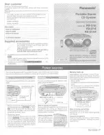 Preview for 1 page of Panasonic RX-D144 Operating Instructions Manual