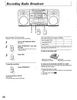 Preview for 10 page of Panasonic RXDT530 - RADIO CASSETTE W/CD Operating Instructions Manual