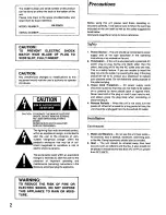 Предварительный просмотр 2 страницы Panasonic RXFS470 - RADIO CASSETTE-LOW Operating Instructions Manual