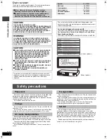 Preview for 2 page of Panasonic SA-HT330 Operating Instructions Manual