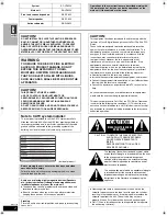 Предварительный просмотр 2 страницы Panasonic SA-HT822V Operating Instructions Manual