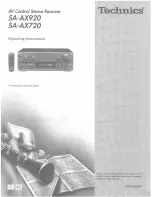 Предварительный просмотр 1 страницы Panasonic SAAX920 - RECEIVER Operating Manual