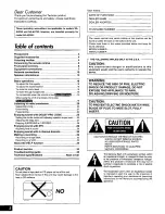 Предварительный просмотр 2 страницы Panasonic SAAX920 - RECEIVER Operating Manual