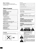 Preview for 2 page of Panasonic SAHT210 - RECEIVER Operating Instructions Manual