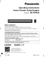 Panasonic SAHTB10 - HOME THEATER AUDIO SYSTEM Operating Instructions Manual preview