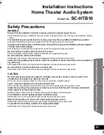 Предварительный просмотр 21 страницы Panasonic SAHTB10 - HOME THEATER AUDIO SYSTEM Operating Instructions Manual