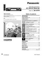 Предварительный просмотр 1 страницы Panasonic SAXR70 - RECEIVER Operating Instructions Manual