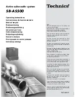 Preview for 1 page of Panasonic SBAS500 - SPKR,ACTIVE SUBWOOFE Operating Instructions Manual