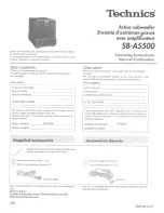 Panasonic SBAS500 - SPKR,ACTIVE SUBWOOFE Operating Manual preview