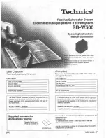 Panasonic SBW500 - SUBWOOFER SYS Operating Instructions preview