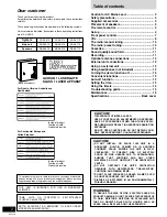 Preview for 2 page of Panasonic SC-AK110 Operating Instructions Manual