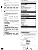 Preview for 2 page of Panasonic SC-AK90 Operating Instructions Manual