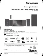 Preview for 1 page of Panasonic SC-BTX70 - 1080p Premium Blu-ray Compact Home Theater System Operating Instructions Manual