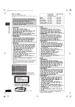 Предварительный просмотр 2 страницы Panasonic SC-HT500 Operating Instructions Manual