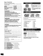 Предварительный просмотр 2 страницы Panasonic SC-HT80 Operaing Instructions