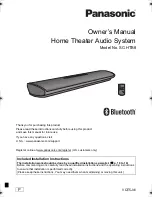 Предварительный просмотр 1 страницы Panasonic SC-HTB8 Owner'S Manual