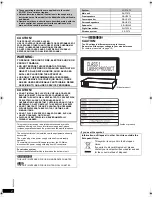 Предварительный просмотр 2 страницы Panasonic SC-PT875 Operating Instructions Manual