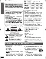 Предварительный просмотр 2 страницы Panasonic SC-PT960 Operating Instructions Manual