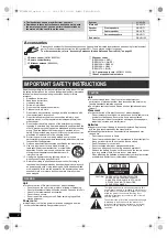 Предварительный просмотр 2 страницы Panasonic SC-XH170 Owner'S Manual