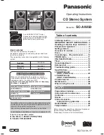 Panasonic SCAK450 - CD STEREO SYSTEM Operating Instructions Manual preview