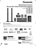 Panasonic SCBT230 - BLU RAY HOME THEATER SYSTEM Operating Instructions Manual предпросмотр