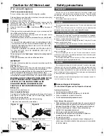 Preview for 2 page of Panasonic SCHT15 - A/V RECEIVER Operating Instructions Manual