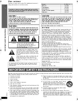 Предварительный просмотр 2 страницы Panasonic SCHT640W - DVD THEATER RECEIVER Operating Instructions Manual