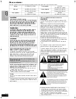 Предварительный просмотр 2 страницы Panasonic SCHT830V - DVD THEATER RECEIVER Operating Instructions Manual