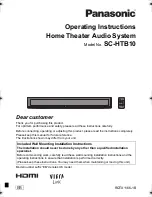 Panasonic SCHTB10 - HOME THEATER AUDIO SYSTEM Operating Instructions Manual preview