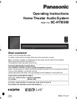 Preview for 1 page of Panasonic SCHTB500 - HOME THEATER AUDIO SYSTEM Operating Instructions Manual