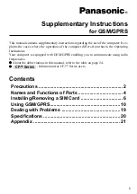 Preview for 1 page of Panasonic SF Series Supplementary Instructions Manual