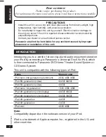 Preview for 2 page of Panasonic SH-PD10 - Digital Player Docking Station Operating Instructions Manual