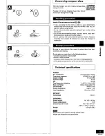 Предварительный просмотр 15 страницы Panasonic SLPD5 - COMPACT DISC PLAYER Operating Manual