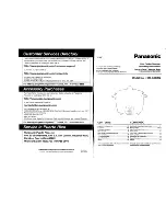 Предварительный просмотр 1 страницы Panasonic SR-G18BG Operating Instructions Manual