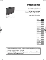 Panasonic Strada CN-GP50N Important Information Manual preview