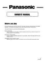 Предварительный просмотр 3 страницы Panasonic SXKC611 - ELECTRONIC KEYBOARD Owner'S Manual