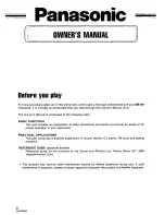 Preview for 4 page of Panasonic SXMB100 - KEYBOARD W/CD & RADI Owner'S Manual