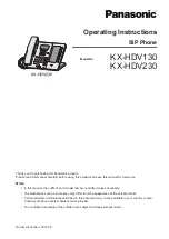 Preview for 1 page of Panasonic T-Mobile KX-HDV130 Operating Instructions Manual