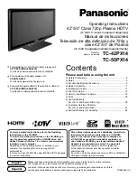 Panasonic TC-42PX14 - 42" Plasma Panel Instrucciones De Operación предпросмотр