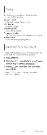 Preview for 44 page of Panasonic Technics OTTAVA f SC-C70MK2 Operating Instructions Manual