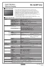 Предварительный просмотр 1 страницы Panasonic TH-103PF12U Product Specification