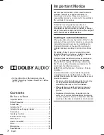 Preview for 2 page of Panasonic TH-32FS500A Operating Instructions Manual